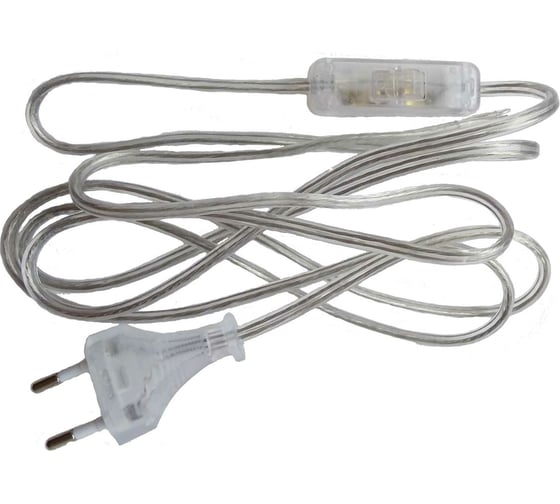 Сетевой шнур NE-AD 2A 250V, 2м с вилкой и выключателем, Белый, 1/250, A2300-2200