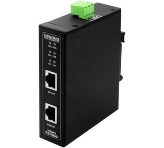 Промышленный PoE-инжектор OSNOVO Midspan-1/903X(Booster) 10G Ethernet на 90W с бустером напряжения. 15021