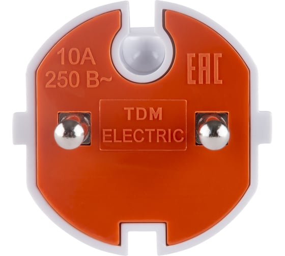 Вилка без заземления TDM ELECTRIC белая с красной вставкой, 10А, 250В SQ1806-0209