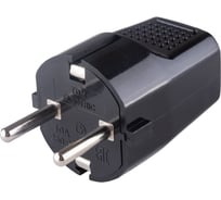 Вилка электрическая прямая с заземлением черная c перфорацией 10А 250В TDM ELECTRIC SQ1806-0198