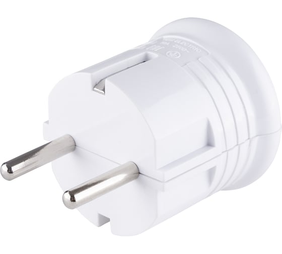Вилка с заземлением TDM ELECTRIC круглая, белая, 10А, 250В SQ1806-0199
