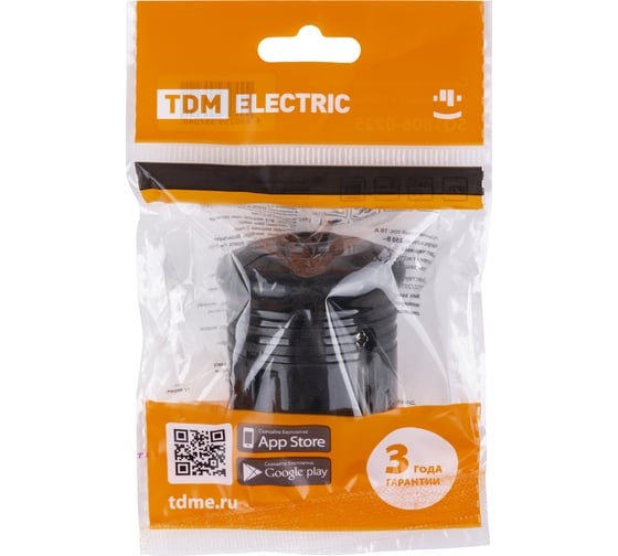 Вилка с заземлением TDM ELECTRIC круглая, черная, 10А, 250В SQ1806-0200