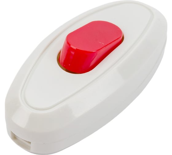 Выключатель на шнур TDM ELECTRIC 6А, 250В, белый с красной кнопкой SQ1806-0221