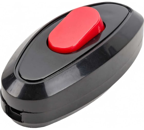 Выключатель на шнур TDM ELECTRIC 6А, 250В, черный с красной кнопкой SQ1806-0222