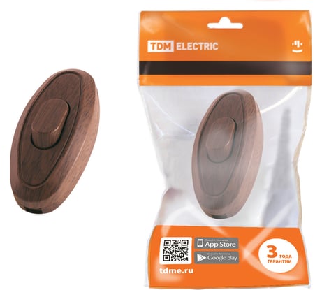 Выключатель на шнур TDM ELECTRIC ЭКО, 6А, 250В, бук/венге SQ1806-0223