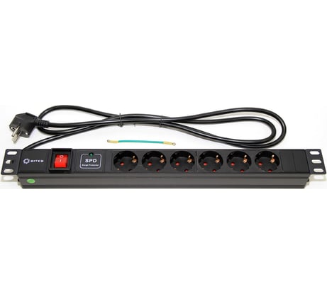Блок розеток 5bites 6 розеток, алюминий, 1U, 19", VDE 2м PDU619A-06