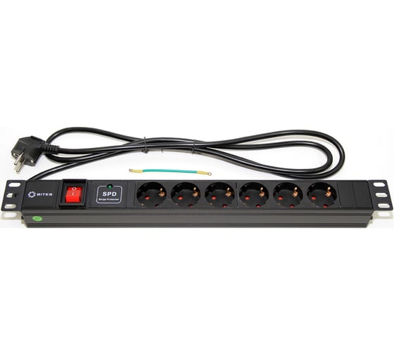 Блок розеток 5bites 6 розеток, алюминий, 1U, 19", VDE 2м PDU619A-06 1