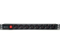 Блок розеток 5bites 8 розеток, огнеупорный пластик, 1U, 19" PDU819P-08