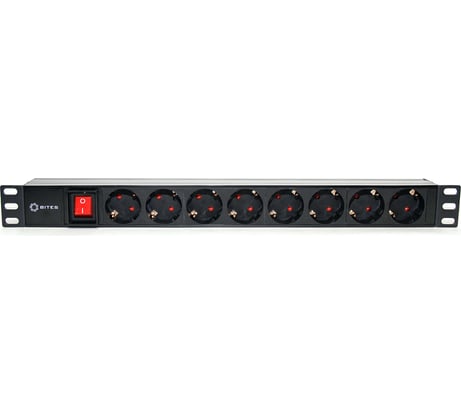 Блок розеток 5bites 8 розеток, огнеупорный пластик, 1U, 19" PDU819P-08