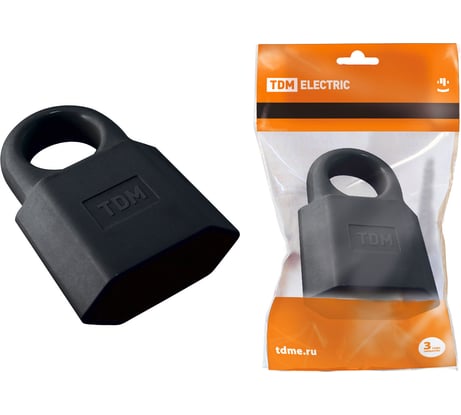 Кабельная розетка TDM ELECTRIC 2П, 10А, 250B, под евровилку CEE 7/16, с защитными шторками, с кольцом, черная SQ1806-0192