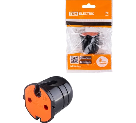 Розетка штепсельная без заземления, черная с красной вставкой 10А 250B TDM ELECTRIC SQ1806-0214