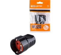 Кабельная розетка TDM ELECTRIC рифленая, 2П+З, 16А, 250B, черная SQ1806-0212