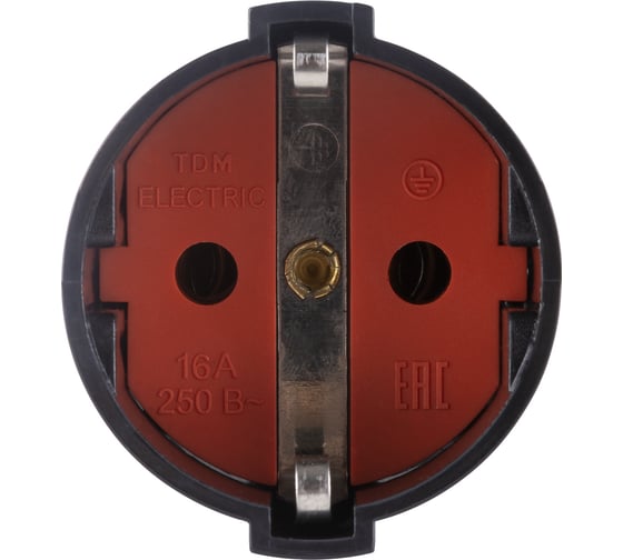 Кабельная розетка TDM ELECTRIC рифленая, 2П+З, 16А, 250B, черная SQ1806-0212