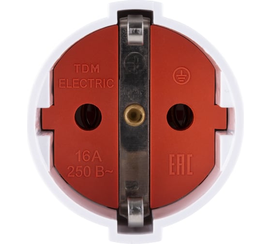 Кабельная розетка TDM ELECTRIC рифленая, 2П+З, 16А, 250B, белая SQ1806-0211
