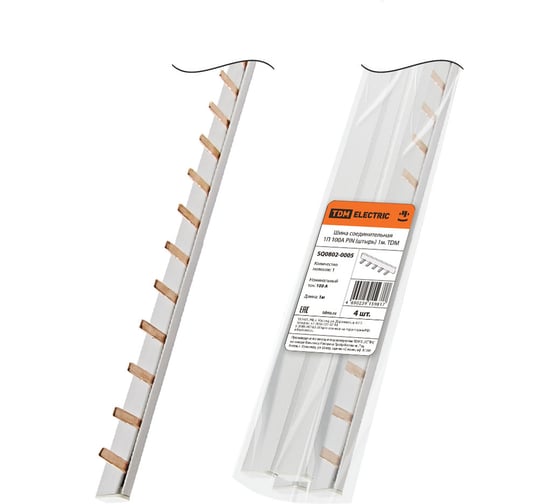 Соединительная шина TDM ELECTRIC 1П, 100A, PIN, штырь, 1 метр SQ0802-0005
