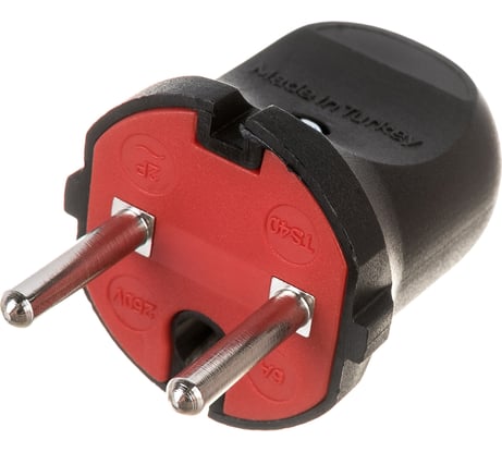 Прямая вилка AY-KA 6А 250В без заземления, черный 7911000