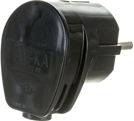 Угловая вилка AY-KA 16А 250В с заземлением, черный 7911200