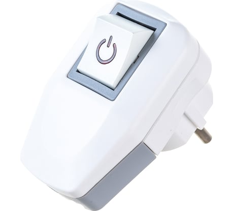 Угловая вилка AY-KA с выключателем 16А 250В с заземлением, белый-серый 7715300