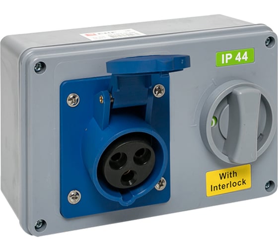 Розетка с блокировкой и выключателем EKF 1413 2Р+РЕ 16А 220В IP44 ps-1413-16-220