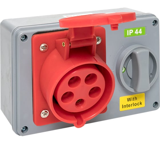 Розетка с блокировкой и выключателем EKF 1425 3Р+РЕ+N 32А 380В IP44 ps-1425-32-380