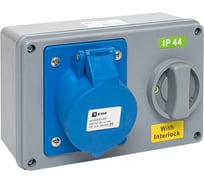 Розетка с блокировкой и выключателем EKF 1423 2Р+РЕ 32А 220В IP44 ps-1423-32-220