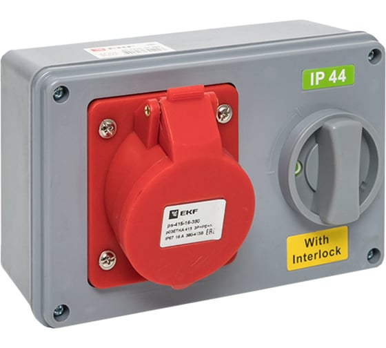 Розетка с блокировкой и выключателем EKF 1415 3Р+РЕ+N 16А 380В IP44 ps-1415-16-380