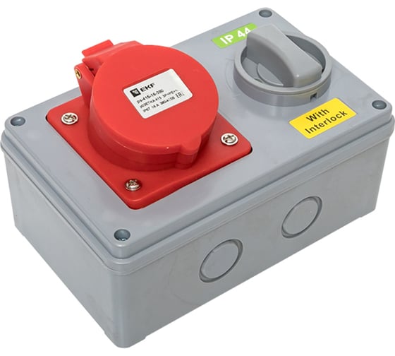 Розетка с блокировкой и выключателем EKF 1415 3Р+РЕ+N 16А 380В IP44 ps-1415-16-380