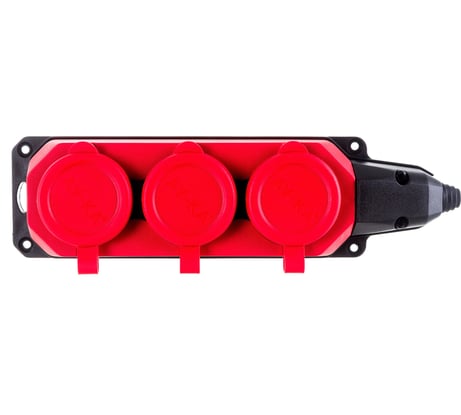 Колодка AY-KA ОУ 3-ая каучук с/з 16A IP44 красная 5530001