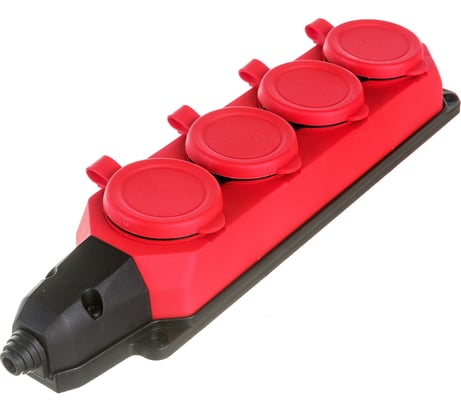 Колодка AY-KA ОУ 4-ая каучук с/з 16A IP44 красная 5540001