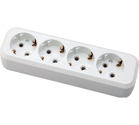 Розеточная колодка АБК-СИЛА 4 гнезда с заземлением 16А/220В белая "ПРИМА СТАНДАРТ" 1шт 5402710