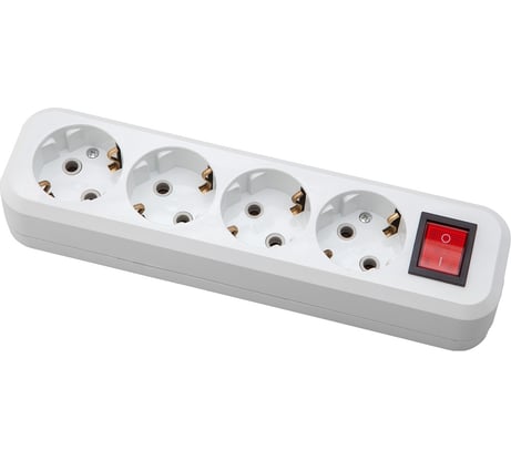 Розеточная колодка АБК-СИЛА 4 гнезда с заземлением и выключателем 16А/220В белая "ПРИМА СТАНДАРТ" 5402711