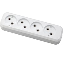 Розеточная колодка АБК-СИЛА 4 гнезда без заземления 10А/220В белая "ПРИМА СТАНДАРТ" 1шт 5402709