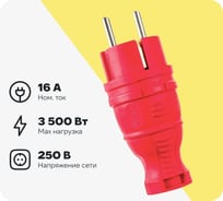 Прямая вилка AY-KA каучук с/з 16А IP44 красная 5511501