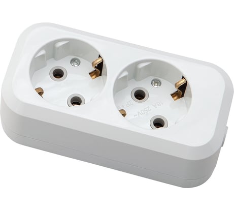 Розеточная колодка АБК-СИЛА 2 гнезда с заземлением 16А/220В белая "ПРИМА СТАНДАРТ" 1шт 5402702