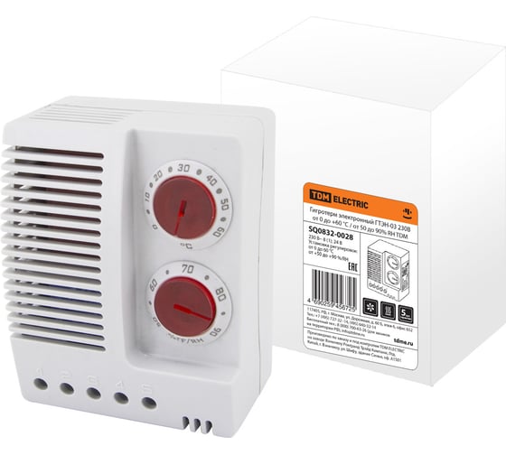 Электронный гигротерм TDM ГТЭН-03 230В от 0 до +60°C, от 50 до 90% SQ0832-0028