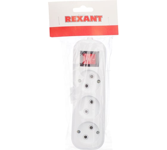 Розеточная колодка REXANT 3 гнезда с кнопкой без заземления 11-8705