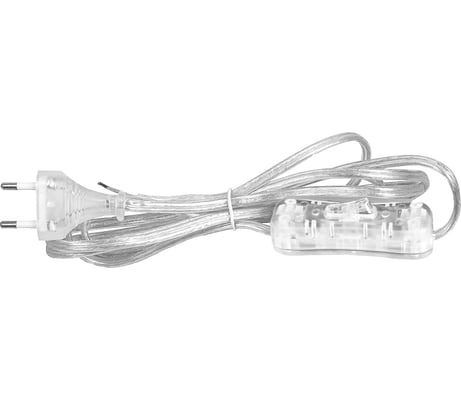 Провод с евроштекером и выключателем duwi прозрачный 2м H 03 VV-F 2x0,5 мм 28571 7