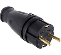 Каучуковая вилка ЭРА с заземлением VX10-B-IP44 16А IP44 прямая черная, Б0055414