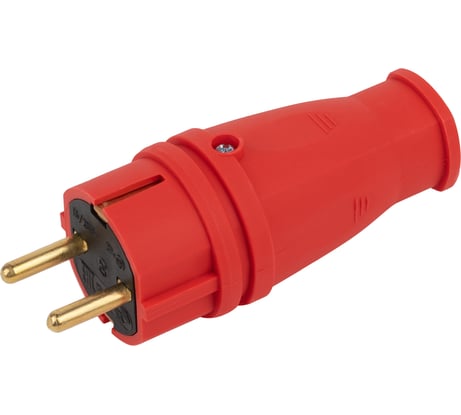 Каучуковая вилка ЭРА с заземлением VX10-R-IP44 16А IP44 прямая красная, Б0055415