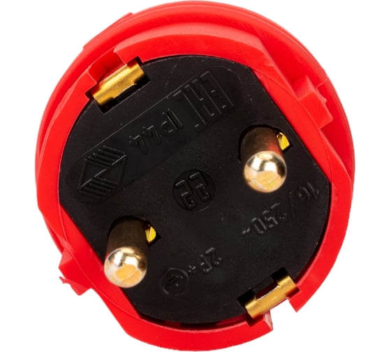 Каучуковая вилка ЭРА с заземлением VX10-R-IP44 16А IP44 прямая красная, Б0055415