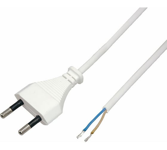 Провод с евроштекером duwi белый 2м H 03 VV-F 2x0,5 мм 28564 9