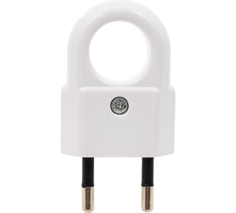Разборная вилка General Lighting Systems 10А плоская с ушком без заземления белая IP20 GRV-P-10-FE-W-IP20 470515