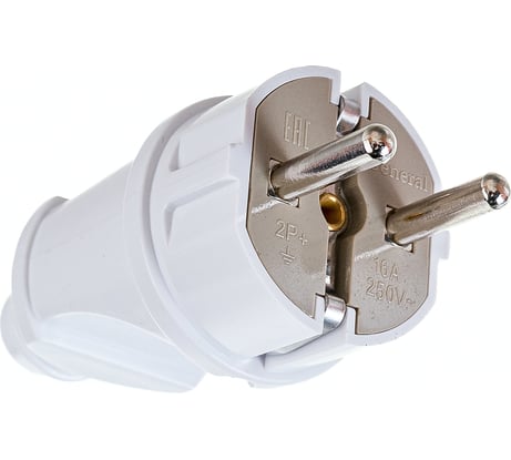 Прямая Разборная вилка General Lighting Systems 16А круглая с заземлением белая IP20 GRV-P-16-R-G-W-IP20 30 штук 470504