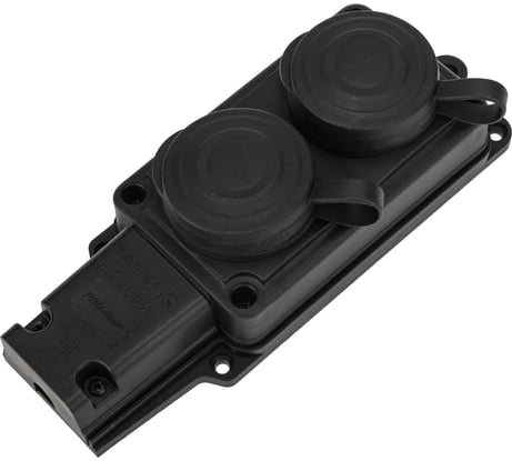 Штепсельная двойная влагозащищенная розетка PROCONNECT 2P+PE 230V, 16 А, IP44 каучук 111-112-4