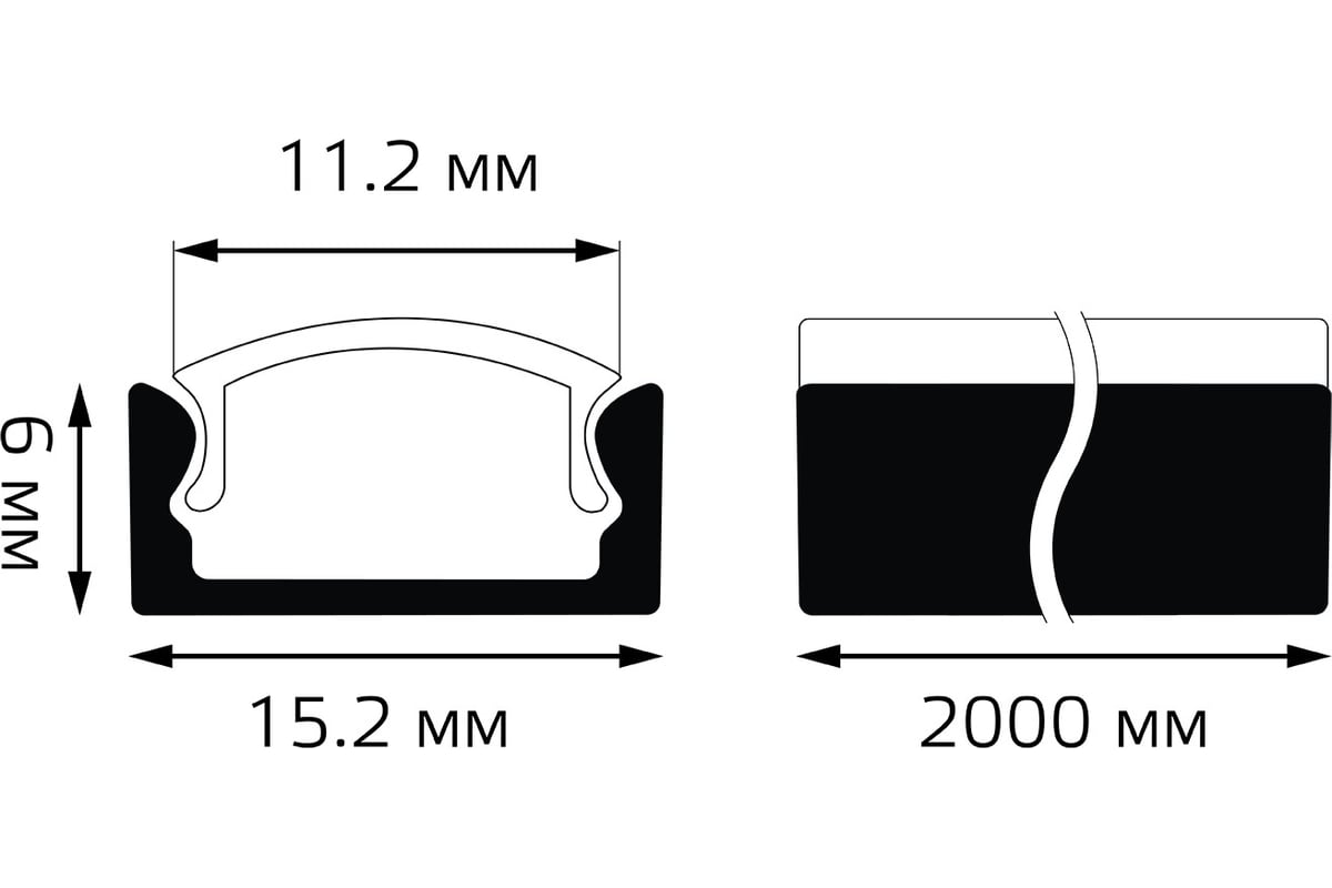 Прямой профиль Gauss для ленты LED - 2m BT411 - выгодная цена, отзывы ...