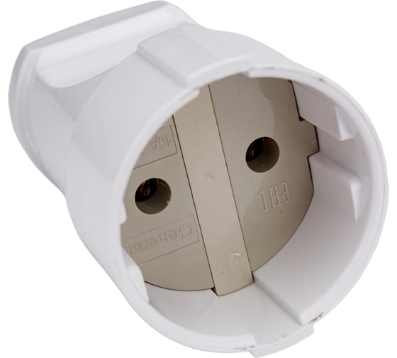 Разборная розетка General Lighting Systems 10А без заземления круглая белая IP20 GRV-S-10-R-W-IP20 470500
