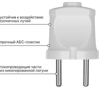 Вилка TDM ELECTRIC без заземления, белая, 6А, 250В, серии "Народная" SQ1806-0401