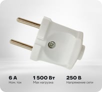 Вилка TDM ELECTRIC без заземления, белая, 6А, 250В, серии "Народная" SQ1806-0401