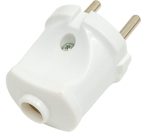 Вилка TDM ELECTRIC без заземления, белая, 6А, 250В, серии "Народная" SQ1806-0401