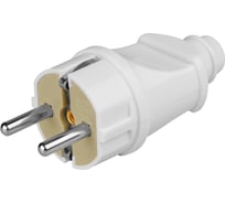 Вилка TDM ELECTRIC прямая, с заземлением, белая, 16А, 250В, серии "Народная" SQ1806-0403